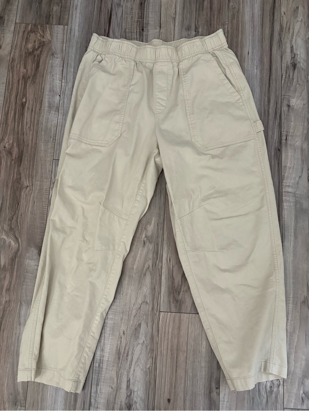 Women’s Casual Elastic-Waist Cotton Pants - Cream